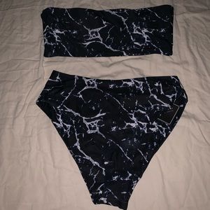 High waisted marble swimsuit